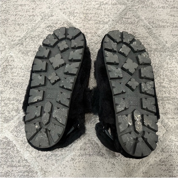 Prada Cozy Sporty Shearling Slingback Sandals Black 40 - Picture 4 of 7